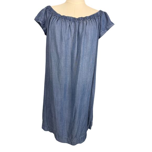 Cloth & Stone Off Shoulder Chambray Tencel Lyocell Dress Blue Size M - Picture 2 of 5